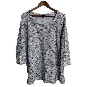 Talbots sweater women's 2X blue white marled abstract waves beach coast nautical